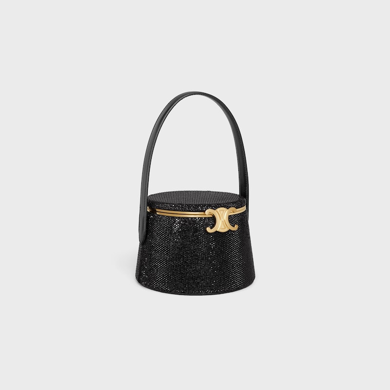 CELINE NINA MINAUDIERE in SUEDE CALFSKIN WITH STRASS - BLACK - MORE LINES - 1 | CELINE
