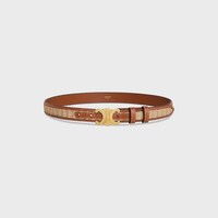 MEDIUM 25MM TRIOMPHE BELT in Textile WITH RAFFIA EFFECT and Calfskin - TAN -  - 1 | CELINE