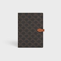 MEDIUM NOTEBOOK COVER IN TRIOMPHE CANVAS AND CALFSKIN - TAN - SMALL GIFTS - 1 | CELINE
