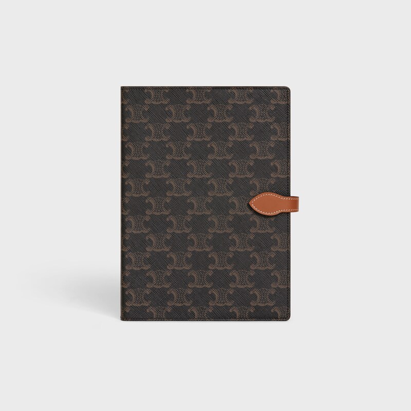 MEDIUM NOTEBOOK COVER IN TRIOMPHE CANVAS AND CALFSKIN - TAN - SMALL GIFTS - 1 | CELINE