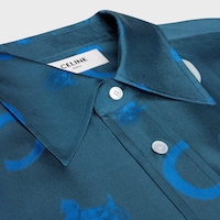 cropped shirt IN silk twill - NAVY/WHITE/BLUE -  - 2 | CELINE