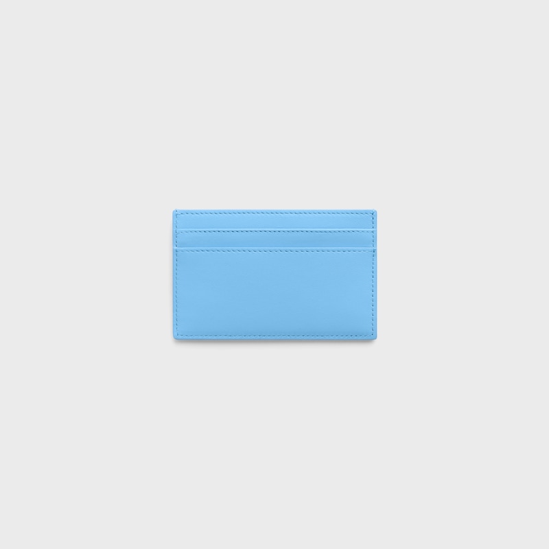 CARD HOLDER IN SMOOTH LAMBSKIN - SKY BLUE / RED - NEW - 1 | CELINE