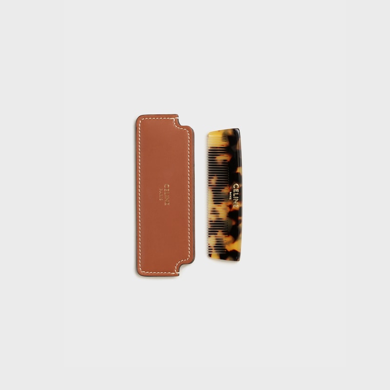 Moustache Comb WITH CASE in Natural Calfskin - Tan - BEAUTY ACCESSORIES - 1 | CELINE