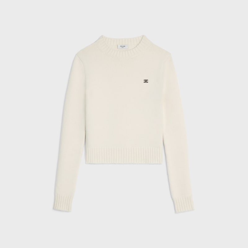 crewneck sweater IN wool and cashmere - WHITE -  - 1 | CELINE