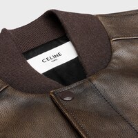 aviator teddy jacket in grained calfskin - EBENE -  - 1 | CELINE