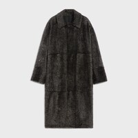 코트 - 셰브론 프린트 램 시어링 - 차콜/실버 -  - 1 | CELINE