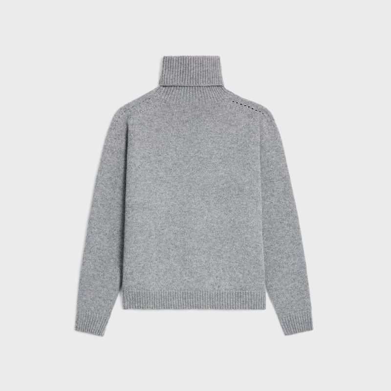 turtleneck sweater IN SEAMLESS CASHMERE - MEDIUM GREY -  - 1 | CELINE