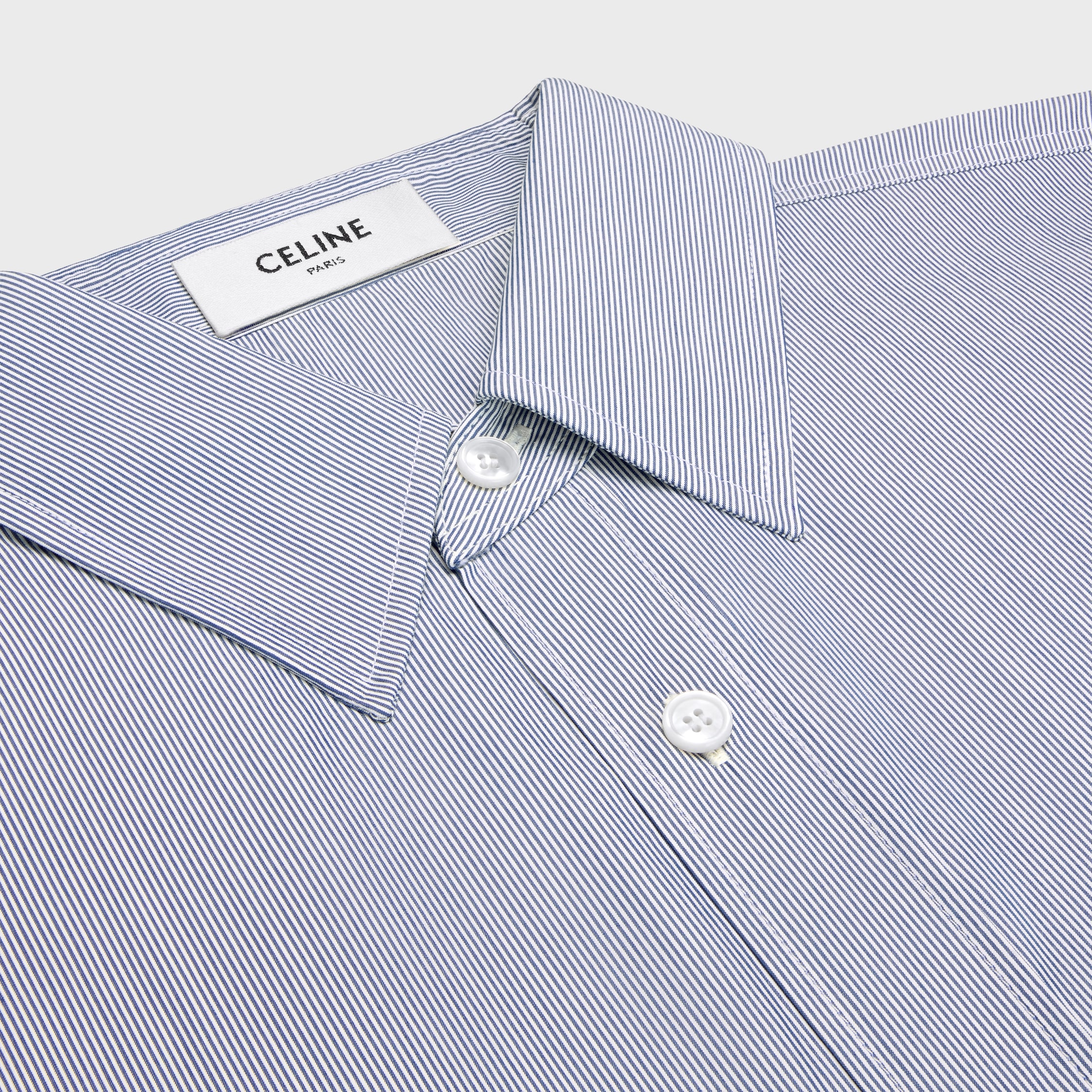 cropped shirt in striped cotton and silk - CRAIE/MARINE | CELINE