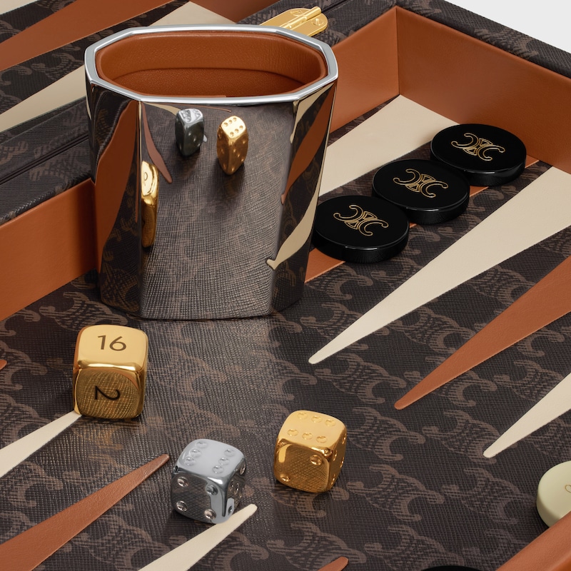 BACKGAMMON IN TRIOMPHE CANVAS - BLACK / TAN - TRAVEL - 1 | CELINE