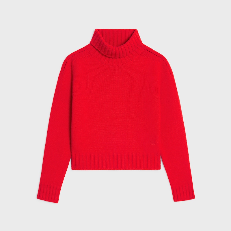turtleneck sweater IN SEAMLESS CASHMERE - BRIGHT RED -  - 1 | CELINE
