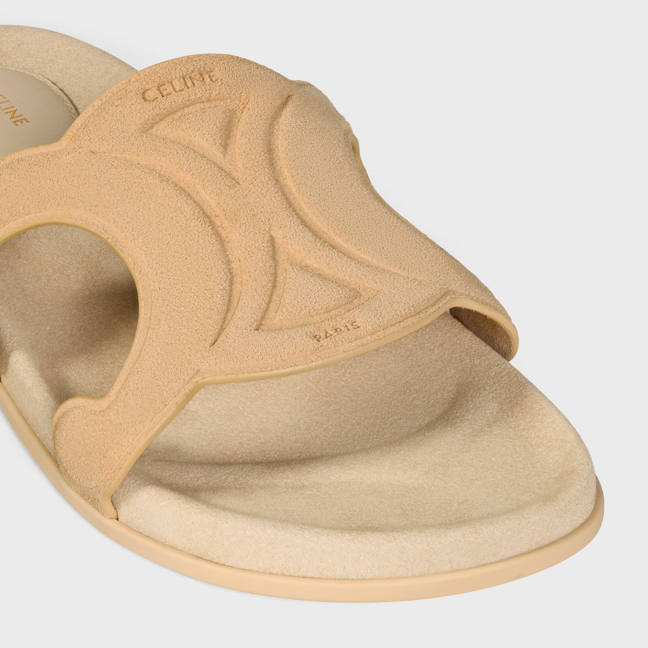 オールドセリーヌ　CELINE フィービー期ゴールドプレートパンプス37 1/2 TRIOMPHE SLIDE IN SUEDE CALFSKIN - BEIGE | CELINE