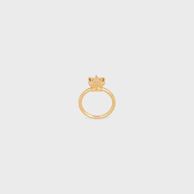 แหวน Triomphe Solitaire Sparkle สตราสคริสตัลและทองเหลืองตกแต่งสีทอง - สีทอง -  - tileIndex | CELINE