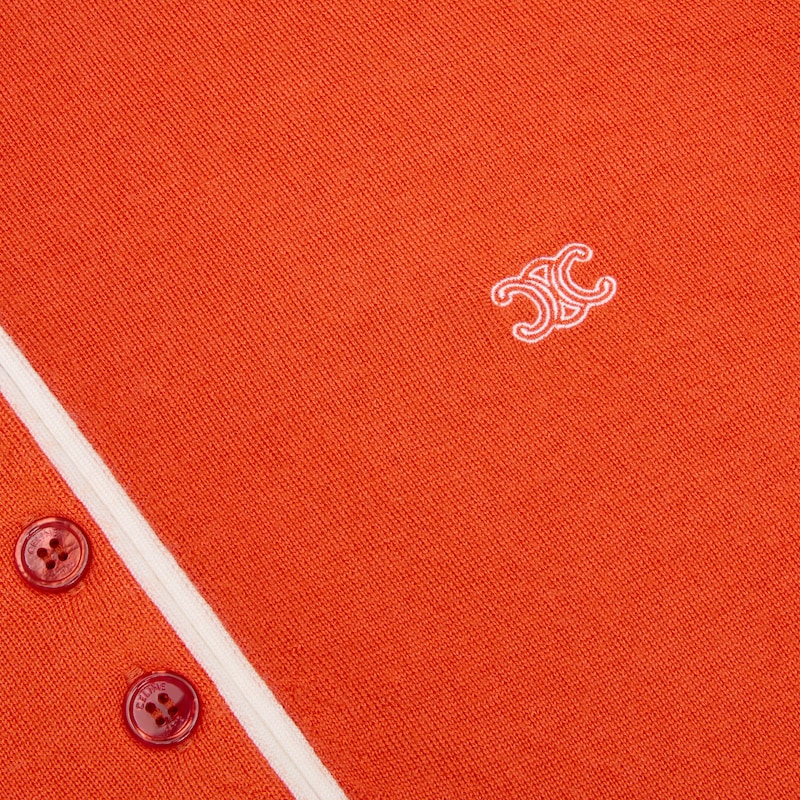 polo sweater IN fine cashmere silk - ORANGE / WHITE -  - 1 | CELINE