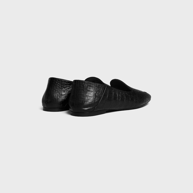 LOAFER AURA IN CROCODILE STAMPED LAMBSKIN - BLACK -  - 1 | CELINE