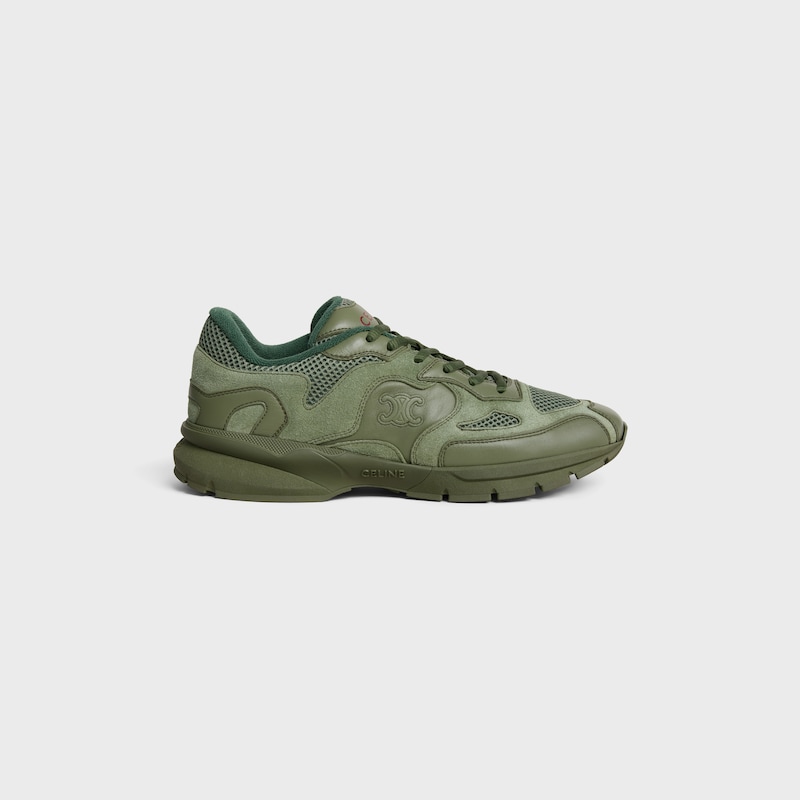 RUNNER SNEAKER IN CALFSKIN, SUEDE CALFSKIN AND MESH - KHAKI -  - 1 | CELINE