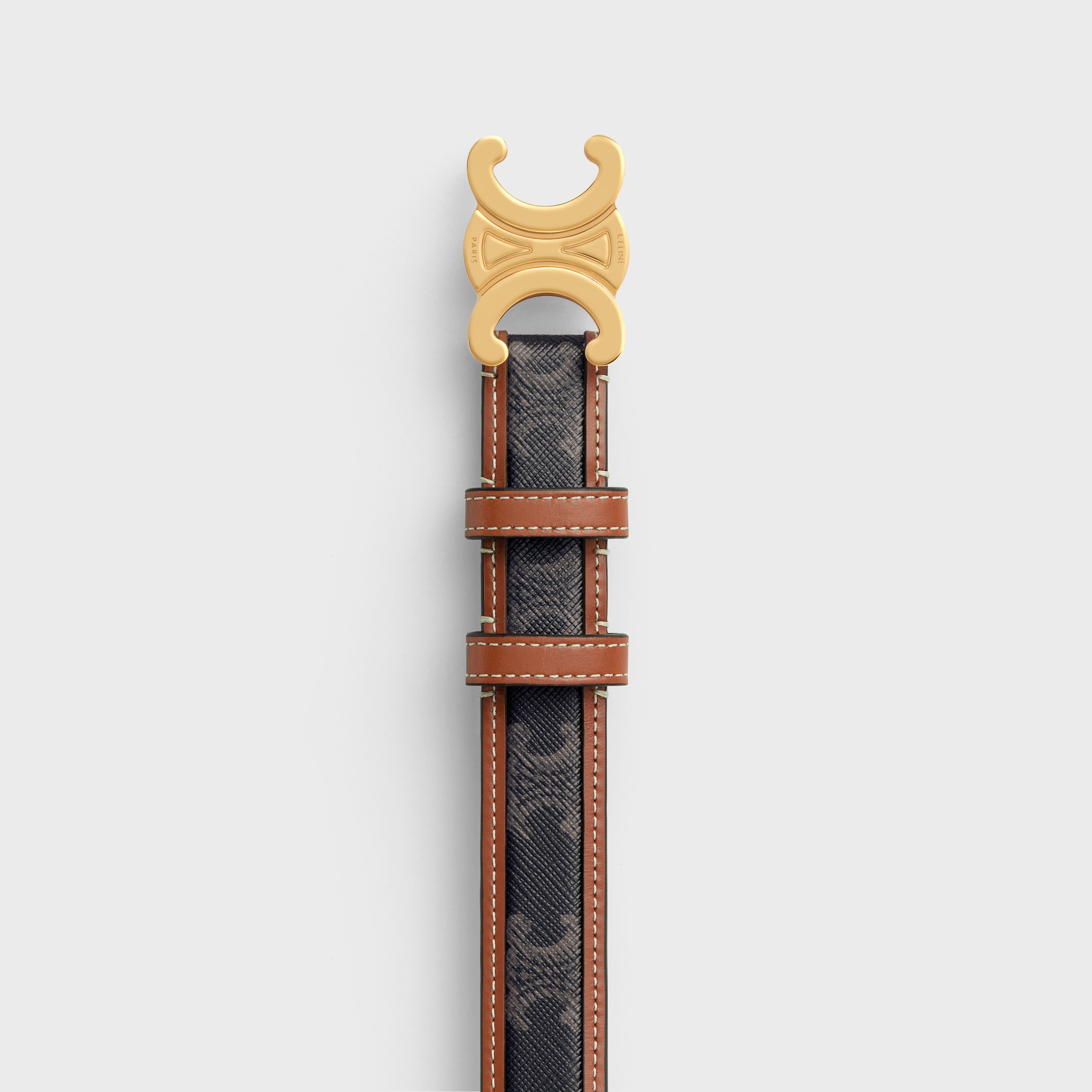 小物 Celine Belt Triomphe Medal Gold Hardware Medium 25MM Triomphe Belt IN Triomphe Canvas - TAN | CELINE