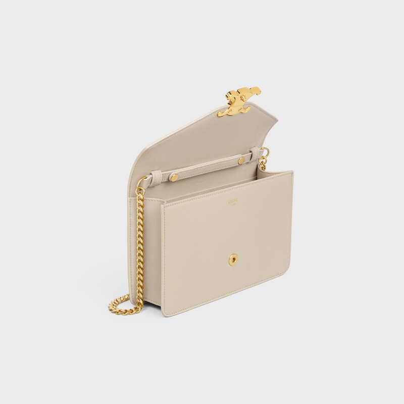 WALLET ON CHAIN MARGO in Shiny calfskin - LIGHT STONE - ESSENTIAL GIFTS - 1 | CELINE