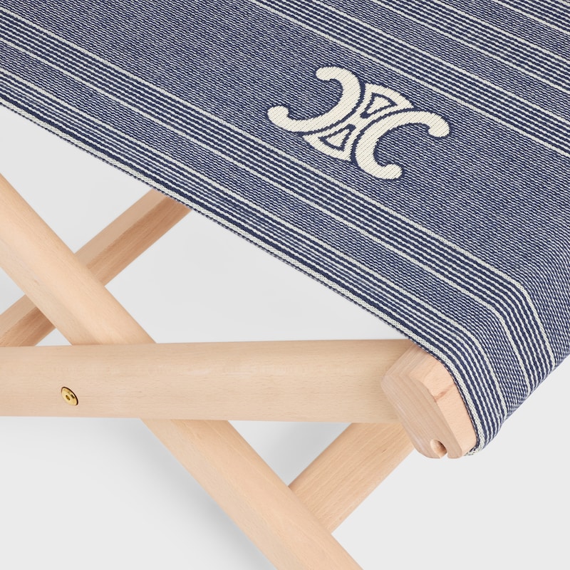 SUN BED IN WOOD AND JACQUARD TEXTILE - BLUE / BEIGE - HOME - 1 | CELINE