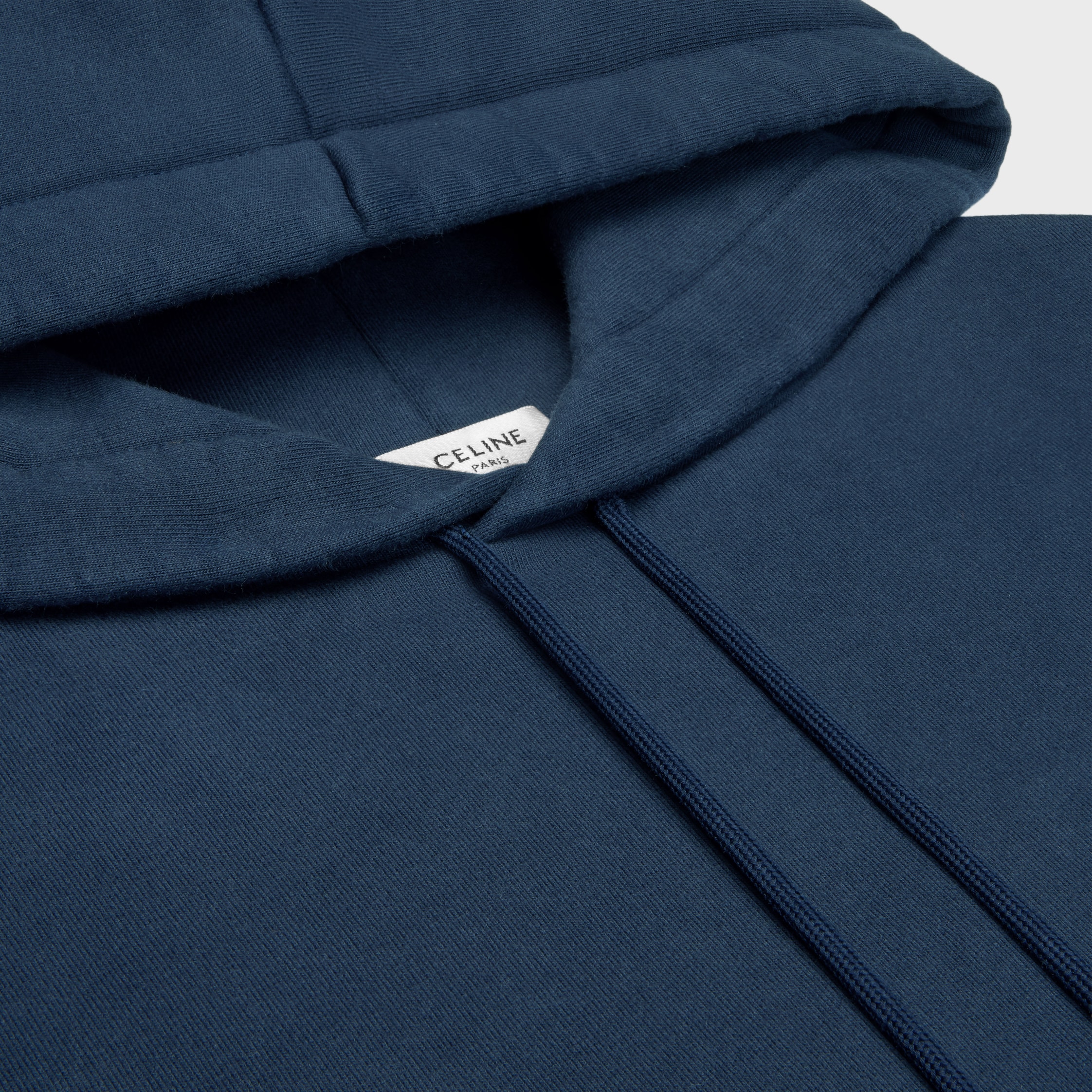 CROPPED HOODIE IN COTTON FLEECE - NAVY/OFF WHITE | CELINE