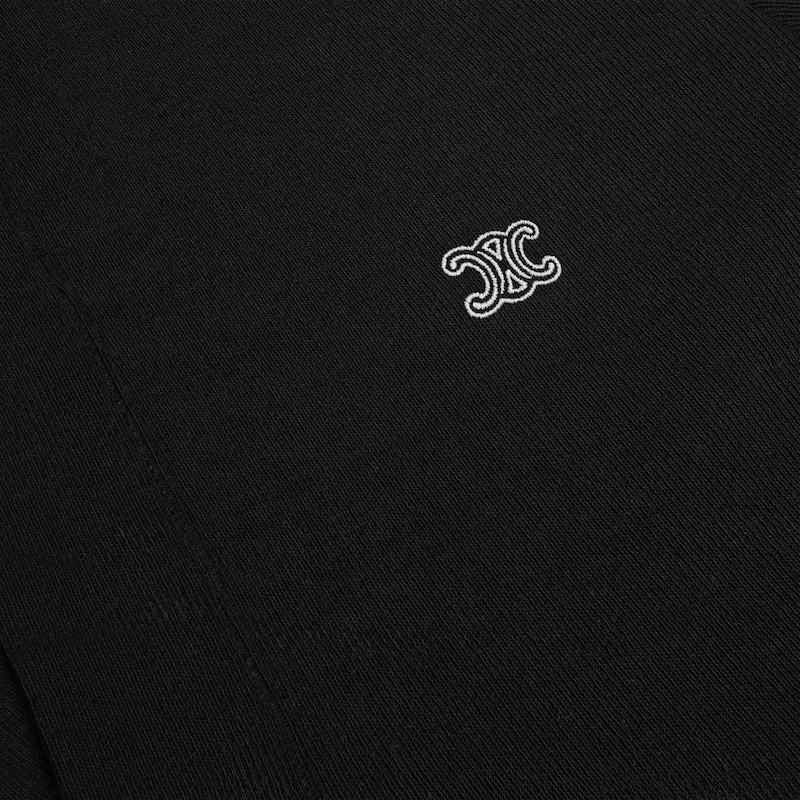 mini robe polo coton côtelé - NOIR / BLANC -  - 1 | CELINE