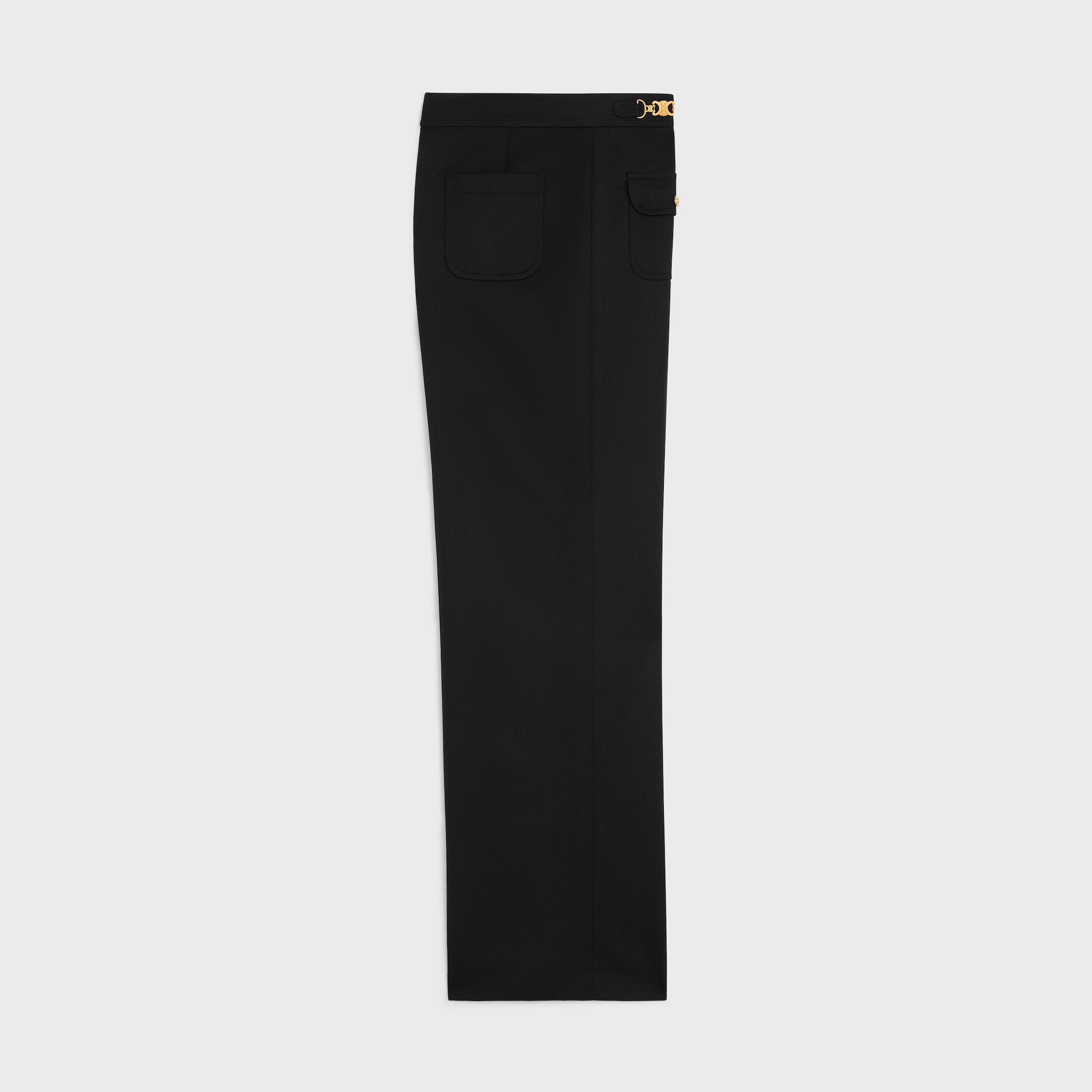 PANTS WITH GOURMETTES IN DIAGONAL WOOL - | CELINE