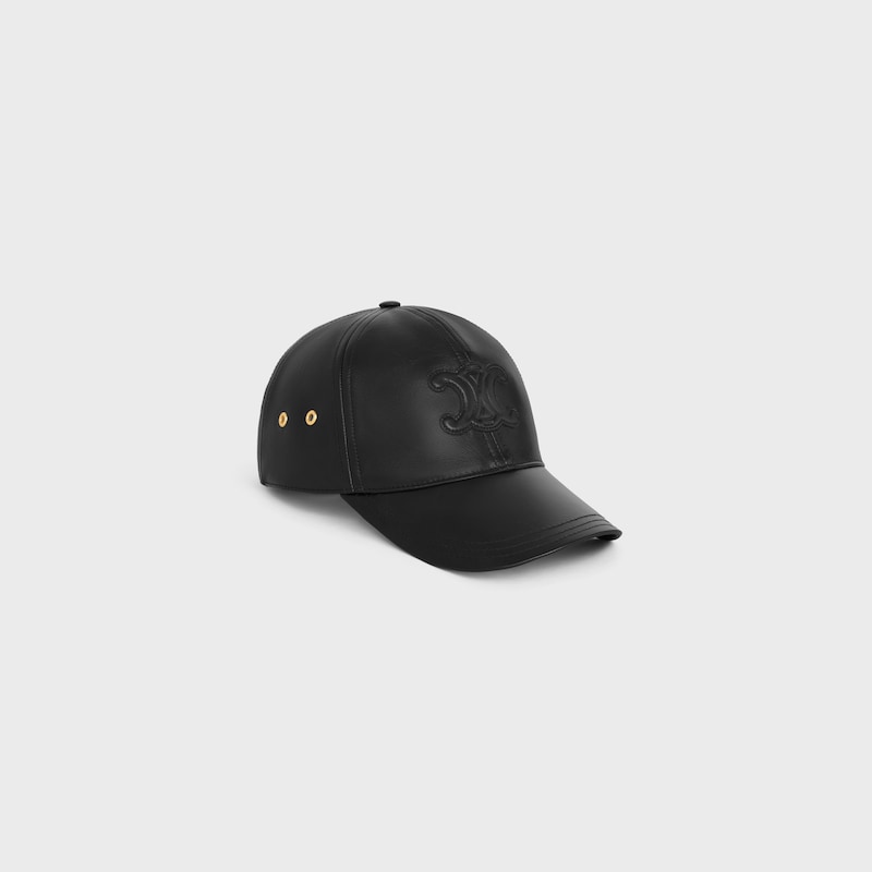 triomphe baseball cap in lambskin - BLACK -  - 1 | CELINE