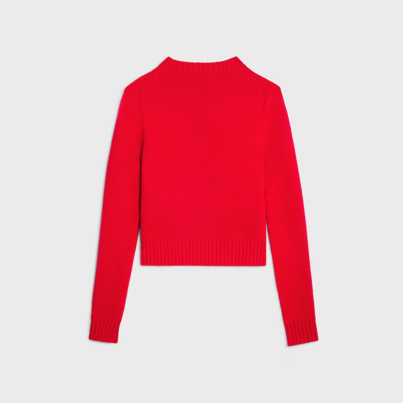 crewneck sweater IN wool and cashmere - BRIGHT RED -  - 1 | CELINE