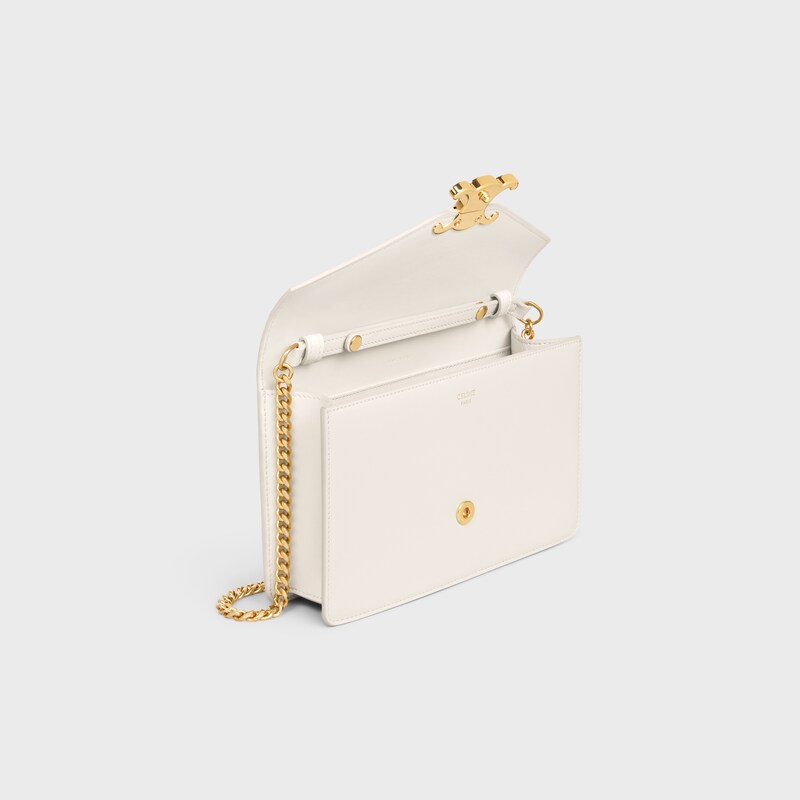 POCHETTE AVEC CHA&Icirc;NE MARGO veau brillant - BLANC COTON - AUTRES LIGNES - 1 | CELINE