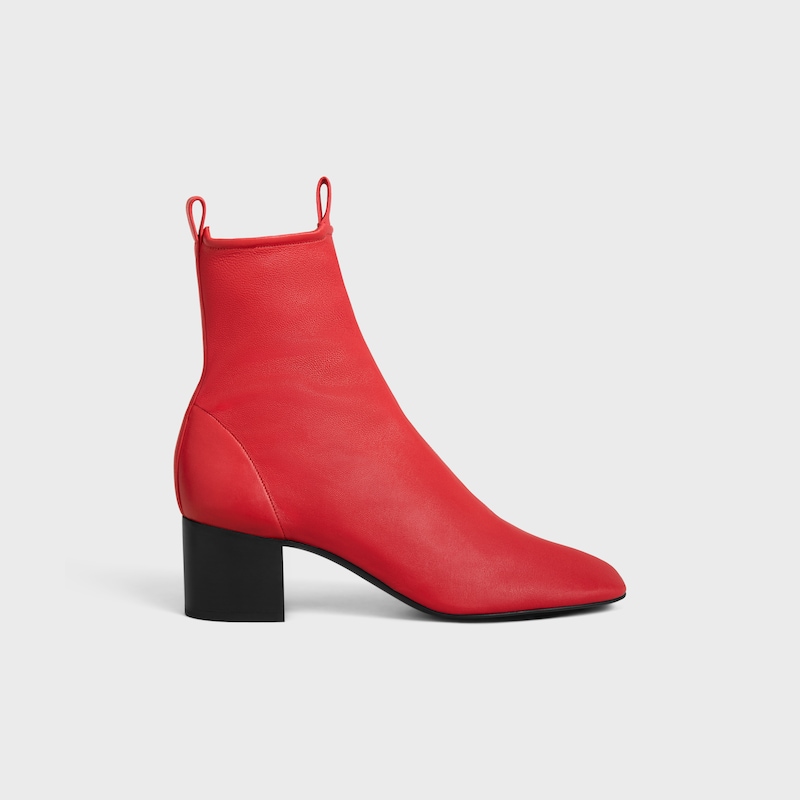 CHERI - ZIPPED BOOT IN Stretch Lambskin - BRIGHT RED -  - 1 | CELINE