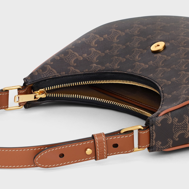 AVA TRIOMPHE標誌印花及牛皮革中號手袋 - 棕黃色 - AVA - 1 | CELINE