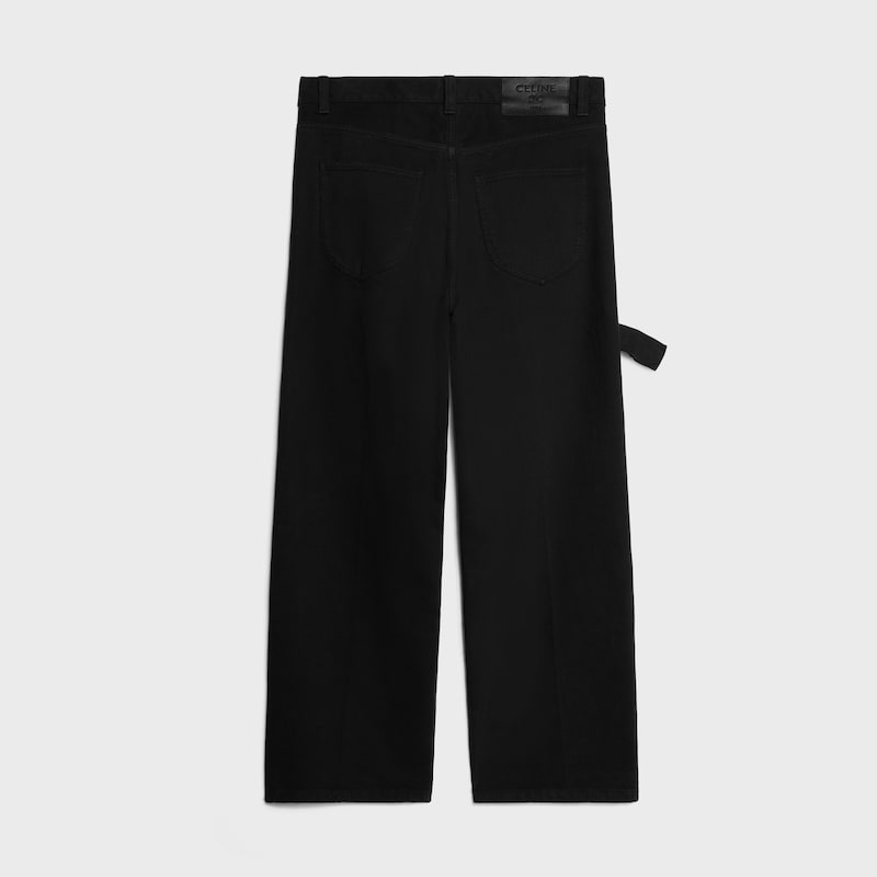 WIDE LEG JEANS 001 IN heavy cotton twill - OVERDYE BLACK HEAVY STONE WASH -  - 1 | CELINE