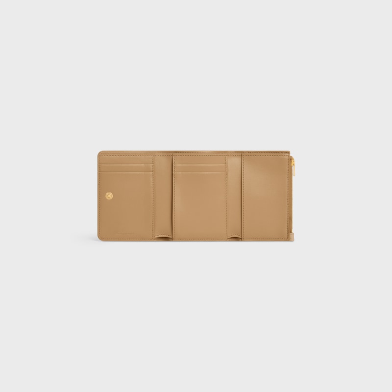 FINE WALLET TRIOMPHE STAMP IN GRAINED SUPPLE CALFSKIN - DEEP IVORY / SANDCASTLE - WALLETS - 1 | CELINE