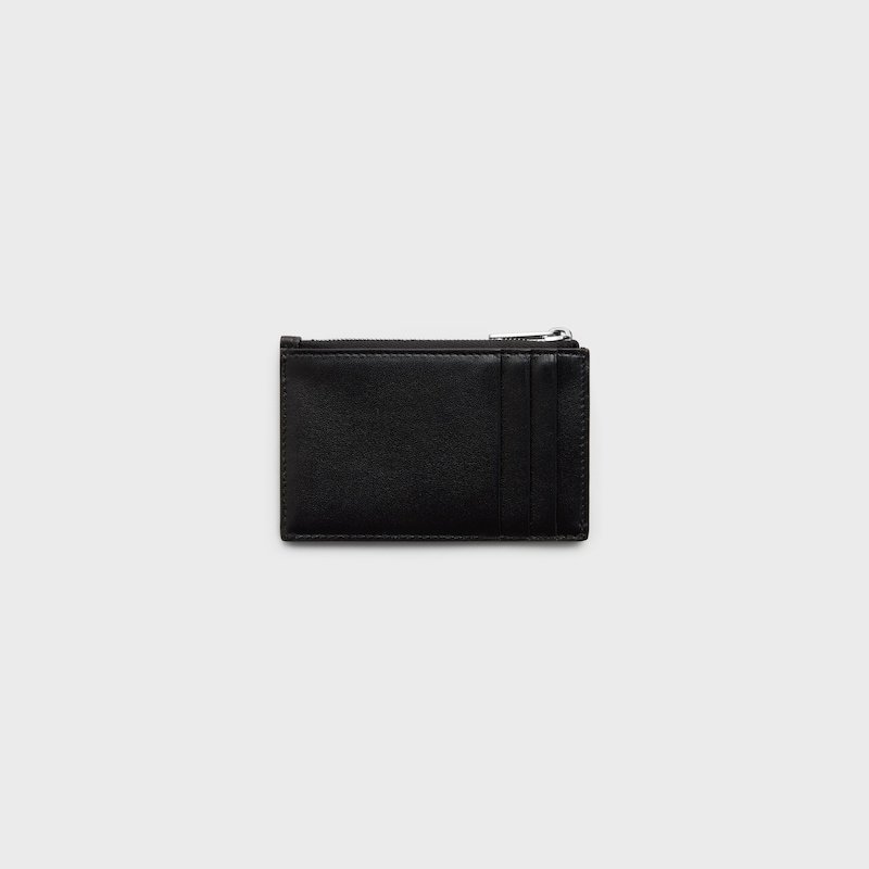 Zipped Card Holder IN SMOOTH LAMBSKIN - BLACK / ULTRA BLUE - NEW - 1 | CELINE