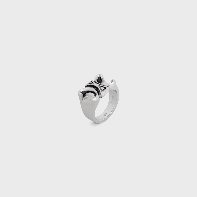 San Onofre Chunky Triomphe Ring in Brass with Rhodium Finish - SILVER -  - 1 | CELINE