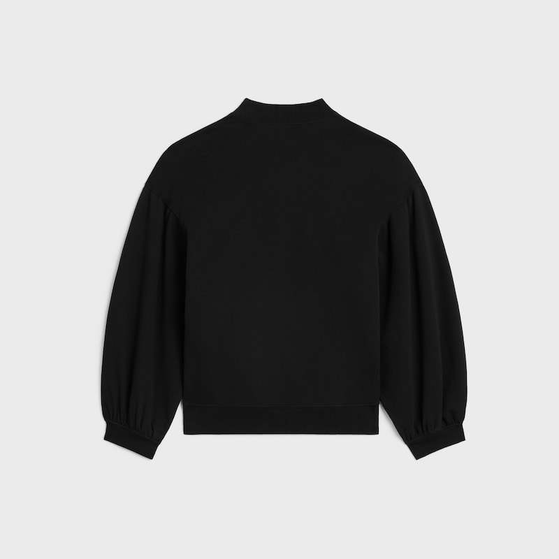 loose sweatshirt IN cotton fleece - BLACK / WHITE -  - 1 | CELINE