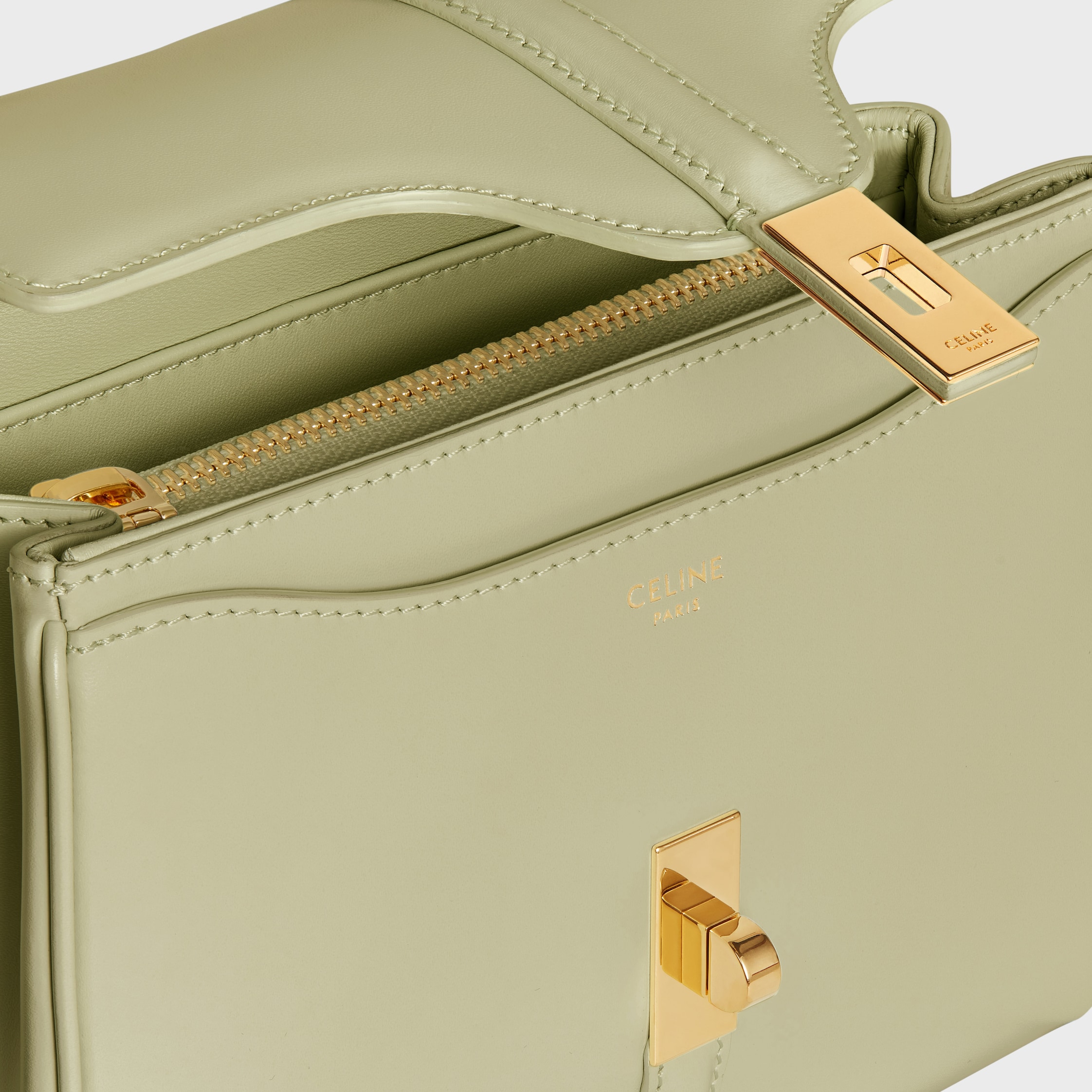 CELINE☆ミニ 16(セーズ) カーフスキン / アーモンドグリーン セリーヌ 16セーズ ミニ レザー 2WAYハンドバッグ グリーン