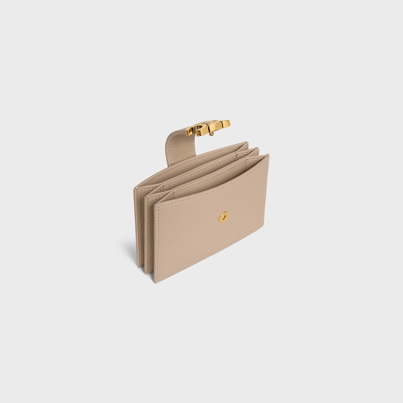 ACCORDEON CARD HOLDER NINO IN SUPPLE GRAINED CALFSKIN - SAFARI - COIN AND CARD HOLDERS - 1 | CELINE
