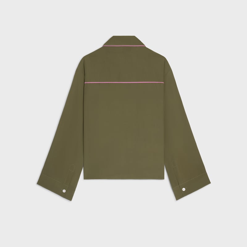 Camisa de pijama em cetim de seda - KAKI MILITAIRE -  - 1 | CELINE