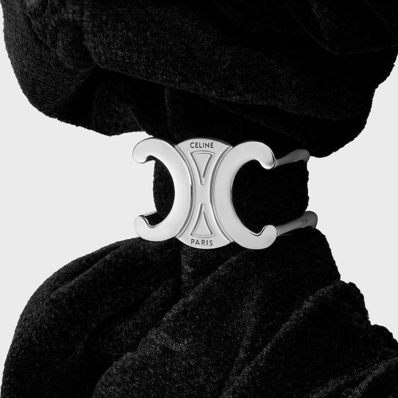 SCRUNCHY COM ESTAMPA CELINE EM POLIÉSTER E LATÃO COM ACABAMENTO EM RÓDIO - PRETO/PRATEADO - - 1 | CELINE
