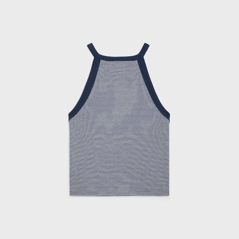 triomphe tank top in striped jersey - OFF WHITE / NAVY -  - 1 | CELINE