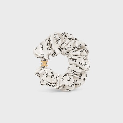 CELINE 레유르 스크런치 - 실크 & 골드 피니시 브라스 - 골드 / 화이트 -  - tileIndex | CELINE