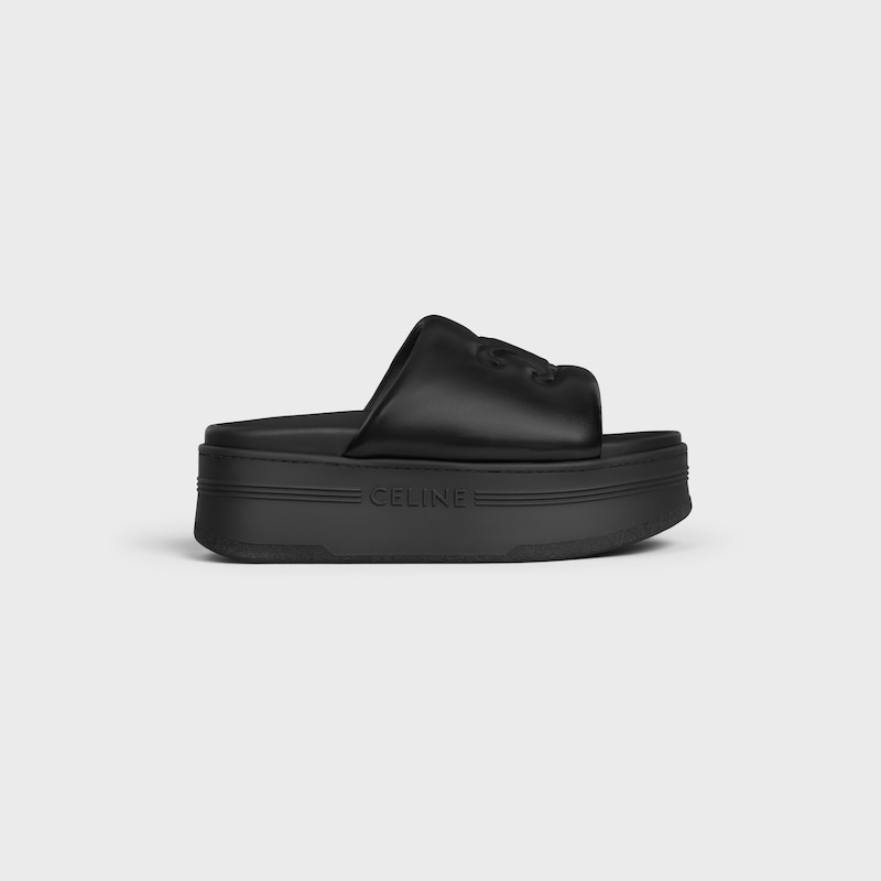 CELINE BLOCK SLIDE WITH TRIOMPHE IN LAMBSKIN - BLACK -  - 1 | CELINE