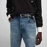 Cinturón Western 25 MM de piel de becerro vintage - NEGRO -  - 2 | CELINE