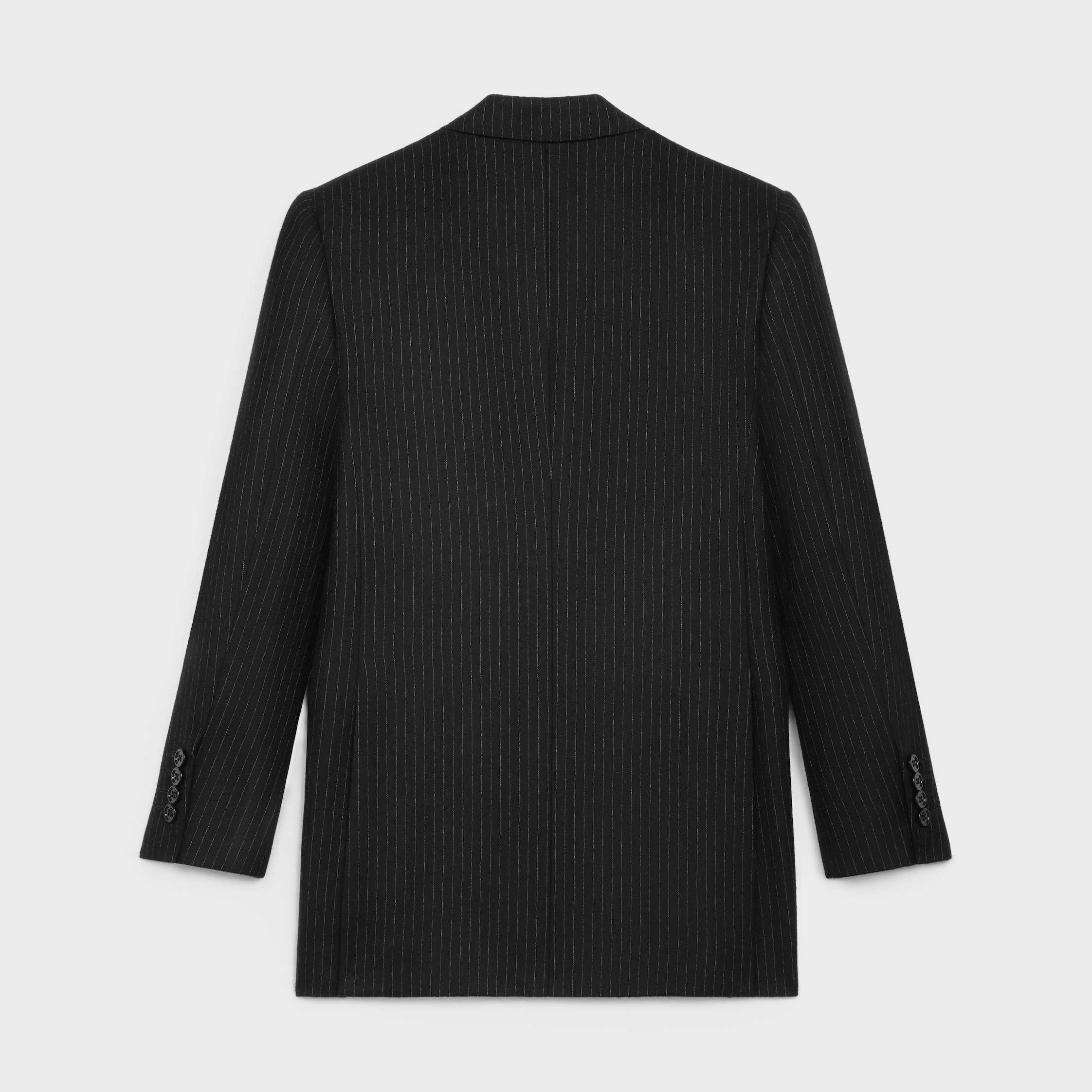 françoise jacket in striped wool flannel - NOIR/CRAIE | CELINE