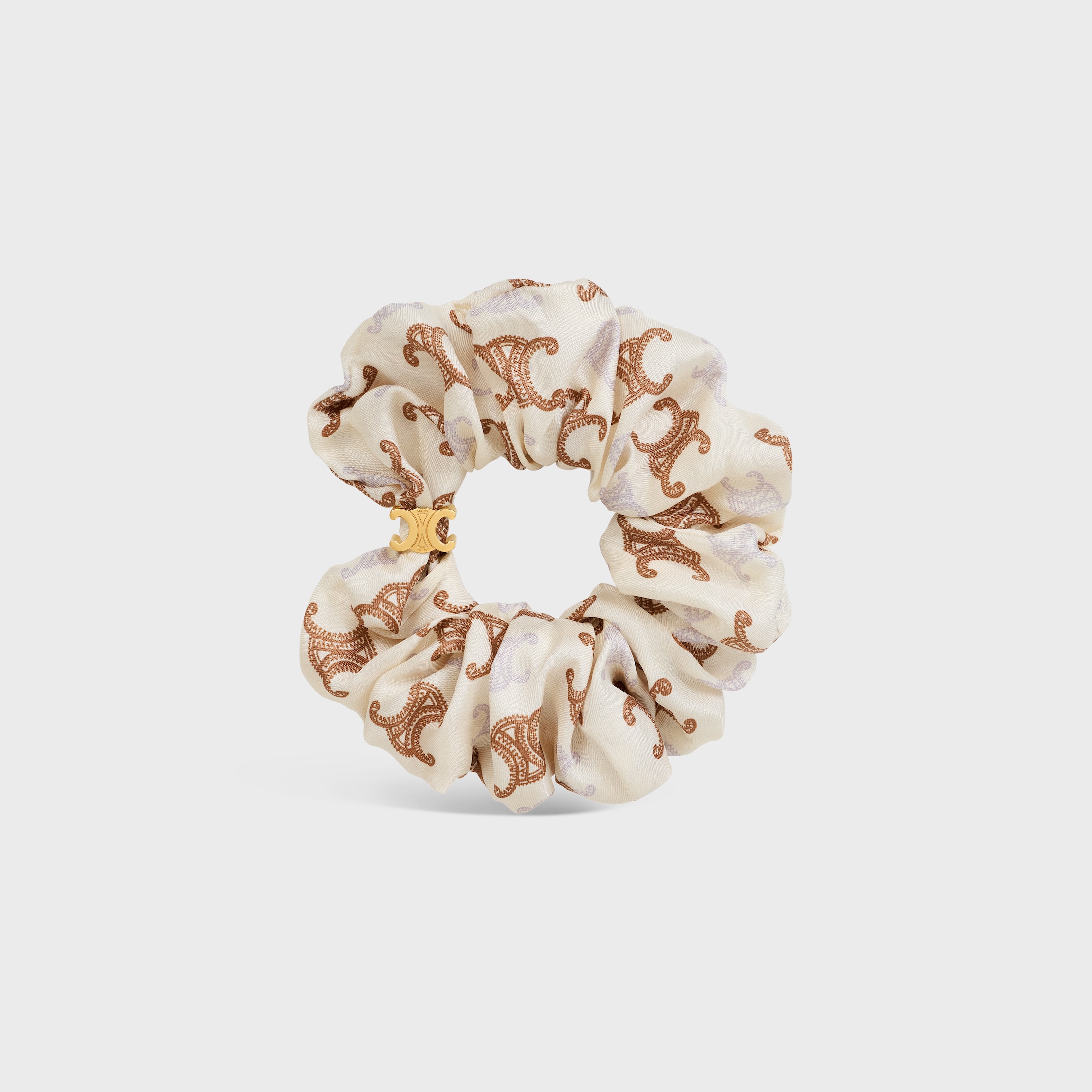 Celine Scrunchy Triomphe Couture in Silk and Brass with Gold