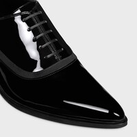 CELINE JUDE OXFORD IN PATENT CALFSKIN AND GROS GRAIN - BLACK -  - 1 | CELINE