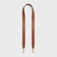 Long Strap in smooth CALFSKIN WITH CELINE EMBROIDERY with Gold Finishing - TAN - BAG CHARMS - 1 | CELINE