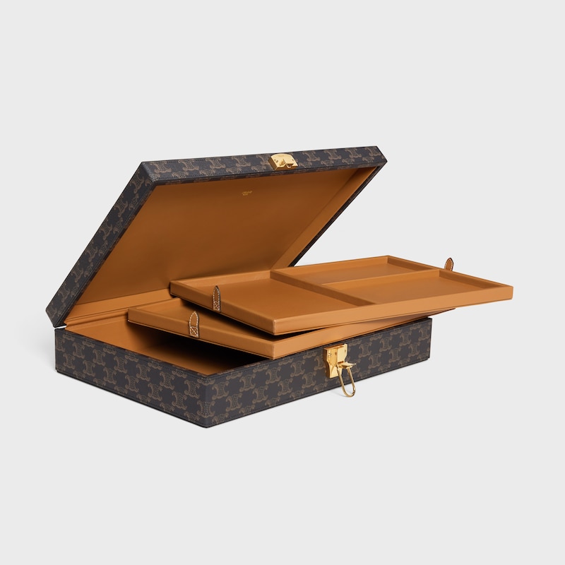 Stationery Case in Triomphe Canvas - BLACK / TAN - CELINE MAISON - 1 | CELINE