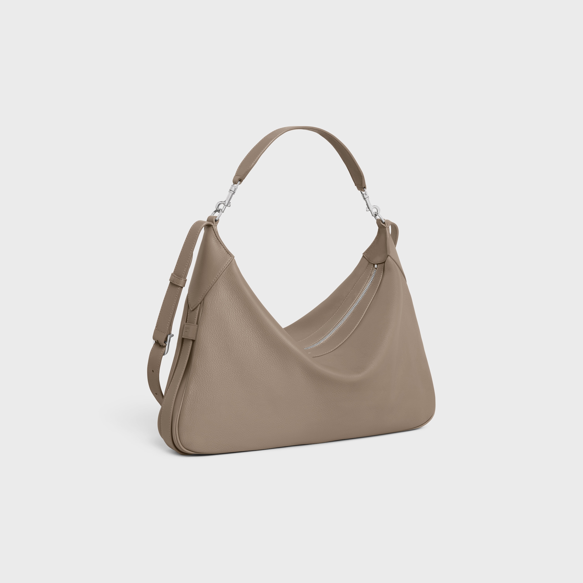 セリーヌ Romy レザー ラージ ショルダーバッグ グレー 無地 グレー（灰色）系 CELINE(セリーヌ) バッグ・カバン(メンズ