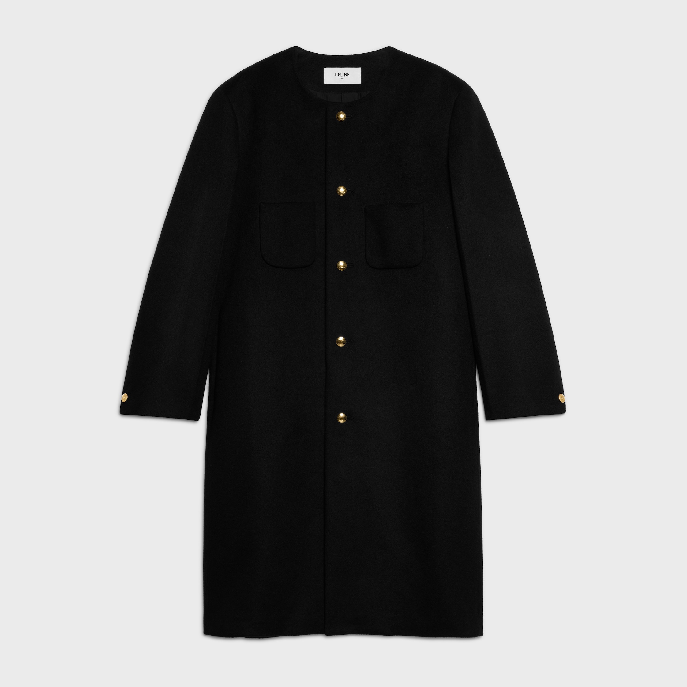 COAT IN DOUBLE-FACE CASHMERE - BLACK | CELINE